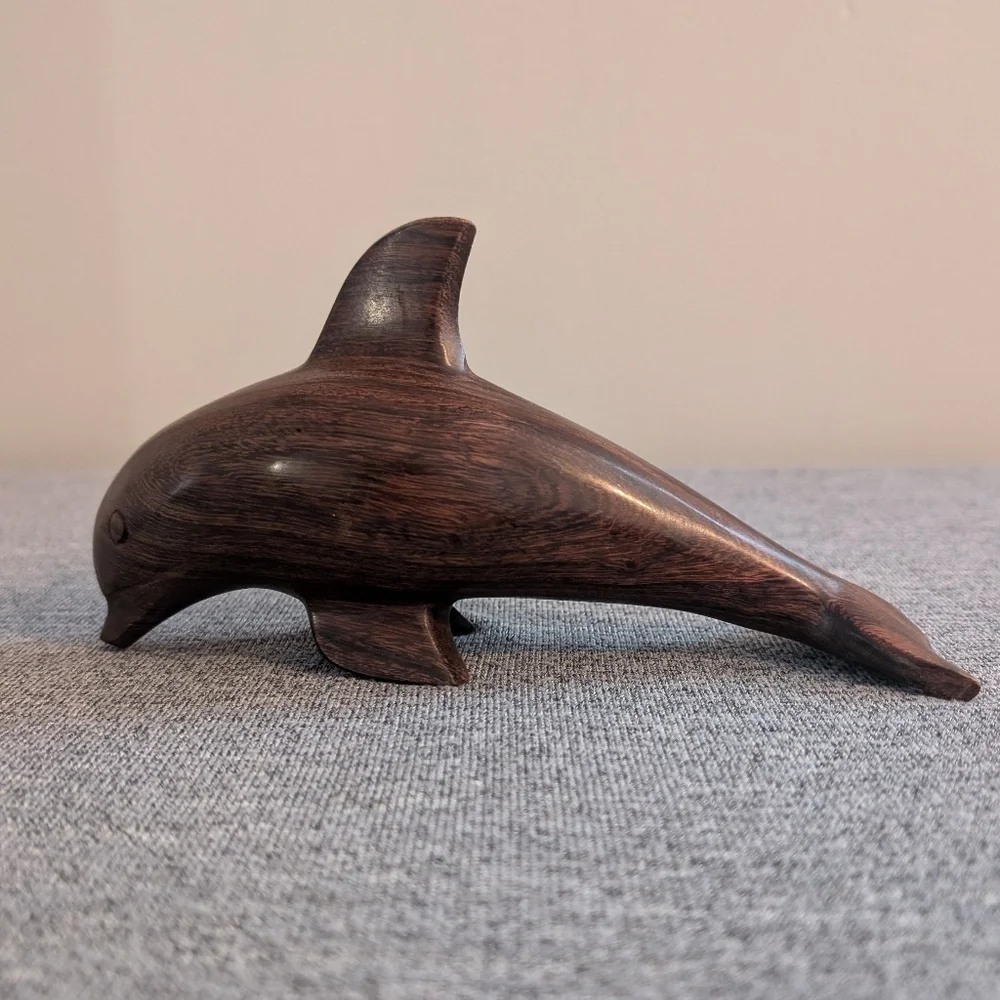 Vintage Ironwood Hand Carved Wooden Dolphin Sculpture, Figurine - Picture 1 of 3